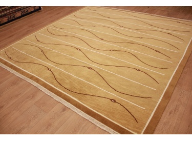 Hand-knotted Oriental carpet Premium Nepal 248x244 cm brown
