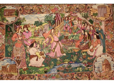 Persian carpet Tabriz with silk 297x201 cm king Abbas
