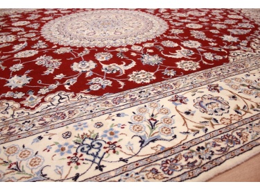 Persian carpet "Nain 6La" with Silk 346x243 cm Red