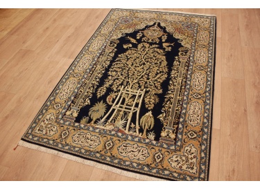 Antique Persian carpet Qum 208x134 cm Wool and Silk