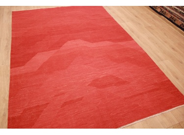 Kelim Vintage Teppich moderner Perserteppich Rot 290x199 cm