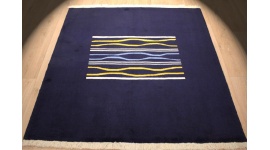 Persian carpet "Gabbeh Loribaf" virgin wool 153x150 cm Dark blue