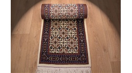 Persian carpet "Moud" virgin wool & Silk 190x47 cm Beige Runner