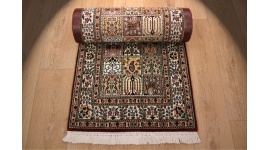 Fine Persian carpet Runner "Moud" with Silk 290x60 cm Red