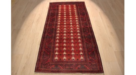 Persian carpet "Baluch" virgin wool 207x104 cm Red