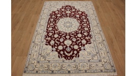 Persian carpet Nain with silk 215x140 cm Red