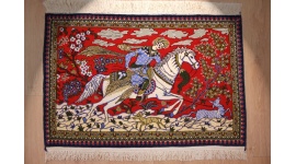 Fine Persian carpet "Ghom" Wool 91x59 cm Red