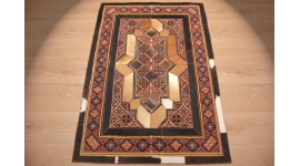 Leather carpet combination leather and carpet 130x88 cm Brown