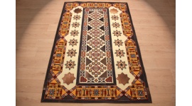 Leather carpet combination leather and carpet 231x148 cm Brown