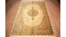 Persian carpet "Ghom" pure silk 290x195 cm Beige