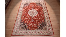 Pure Silk persian carpet Ghom 295x200 cm Red