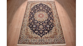 Persian carpet "Nain" 9la with silk 260x165 cm Blue