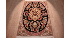 Persian carpet "Isfahan" with silk 160x100 cm Black