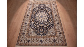 Perserteppich "Nain"  9la mit Seide 210x128 cm Blau