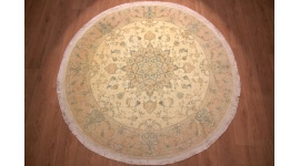 Persian carpet "Taabriz" ROUND with silk 208x208 cm Beige