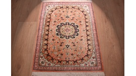 Persian carpet Ghom pure Silk 77x58 cm Salmon