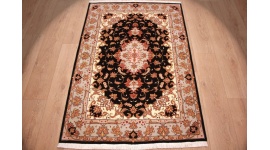 Persian carpet "Taabriz" wool and silk 150x102 cm Black
