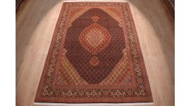Persian carpet Taabriz Mahi with silk 299x199 cm Black