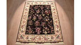 Persian carpet "Taabriz" with Silk 198x148 cm Black
