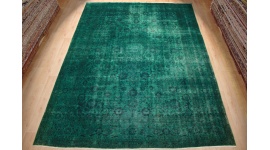 Vintage  carpet modern overdyed used look Green 425x315 cm