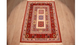 Persian carpet Nimbaf pure wool 128x87 cm Beige Red