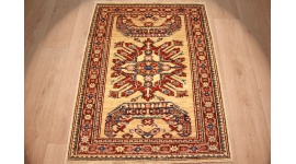 Orient Teppich  Kazak reine Schurwolle 112x86 cm Beige