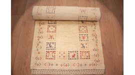 Persian carpet Gabbeh Loribaf pure Wool 188x83 cm Beige