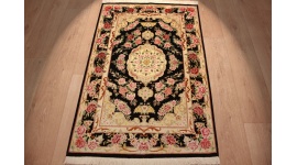 Persian carpet Gom virgin silk rug 120x78 cm Black
