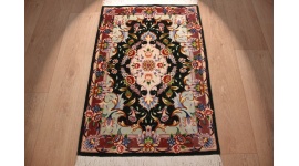 Persian carpet  Taabriz with silk 94x63 cm Black