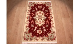 Persian carpet Tabriz with Silk 85x61 cm Red