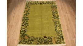 Hand-knotted Oriental carpet Nepal virgin wool 240x170 cm Green