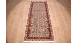 Persian carpet "Moud" virgin wool & Silk 195x79 cm Beige Runner