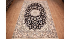 Fine Persian carpet Nain 6la with silk 331x203 cm Blue