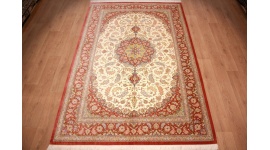 Persian carpet "Ghom" pure silk 300x193 cm Beige