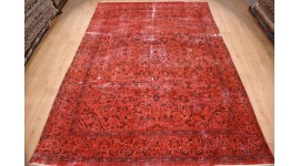 Vintage  carpet modern overdyed used look Red 402x278 cm