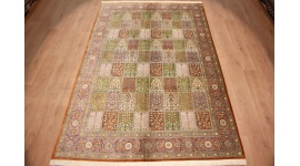 Seidenteppich Ghom Perser Teppich 300x195 cm Feldermotiv