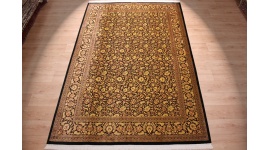 Persian carpet "Ghom" pure silk 298x200 cm Black/Gold