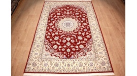 Persian carpet Nain 9La wool and silk 300x200 cm Red