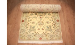 Persian carpet Tabriz virgin wool with silk 408x89 cm Runner