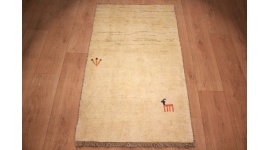 Nomadic Persian carpet Gabbeh wool 127x75 cm Beige