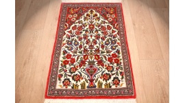 Fine Persian carpet Ghom Wool 91x60 cm Beige