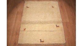 Nomadic Persian carpet Gabbeh wool 107x89 cm Beige