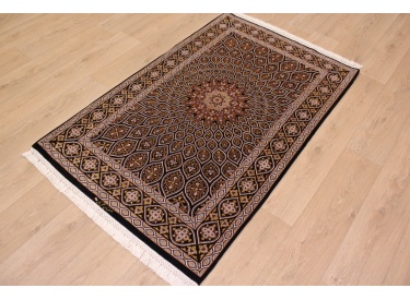 Perser Teppich "Isfahan" mit Seide 164x104 cm Schwarz