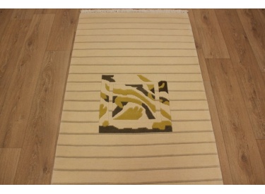 Hand-knotted Oriental carpet Nepal virgin wool 171x92 cm beige