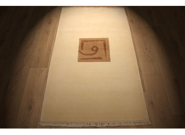 Hand-knotted Oriental carpet Nepal virgin wool 163x94 cm beige