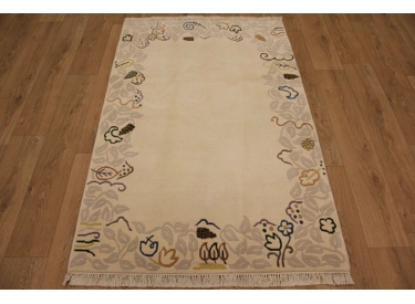 Hand-knotted Oriental carpet Nepal virgin wool 186x120 cm beige