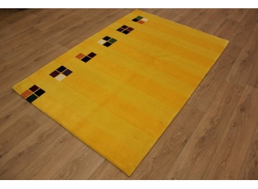 Hand-knotted Oriental carpet Nepal virgin wool 202x138 cm yellow