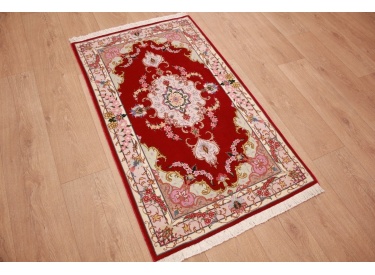 Persian carpet  Tabriz with silk 122x72 cm Red