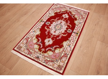 Perser Teppich  Täbriz mit Seide 122x72 cm Rot