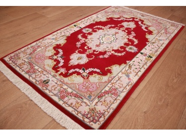 Persian carpet  Tabriz with silk 122x72 cm Red